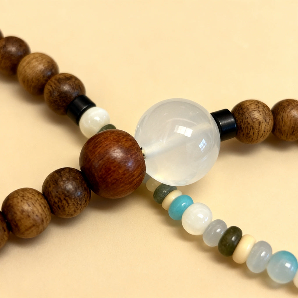 A harmony of Agarwood and natural gemstones